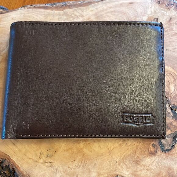 Fossil Mens Leather Bi-Fold Wallet with Change Compartment - Picture 5 of 8